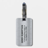 銀灰色メタリックテクスチャカスタム文字 ラゲッジタグ (裏面縦)