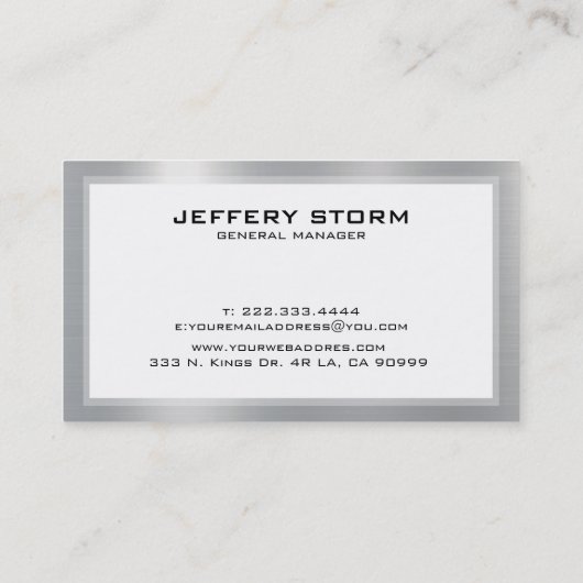 銀灰色メタリックテクスチャ 名刺 (裏面)