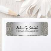 銀灰色メタリックパターンフローラ渦巻き2 ラベル (インサイチュ)