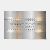 銀灰色メタリック幾何学模様デザイン ドアマット (正面)