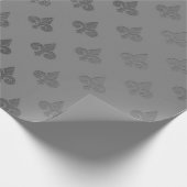 銀灰色モノクロ金属フルーアデリス ラッピングペーパー (角)