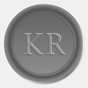 銀灰色モノグラムエレガントワックスシール ラウンドシール