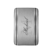 銀灰金属模様モノグラム バスマット (正面縦)