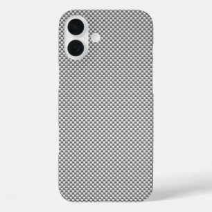 銀炭素繊維スタイルデコールプリント iPhone 16 PLUSケース