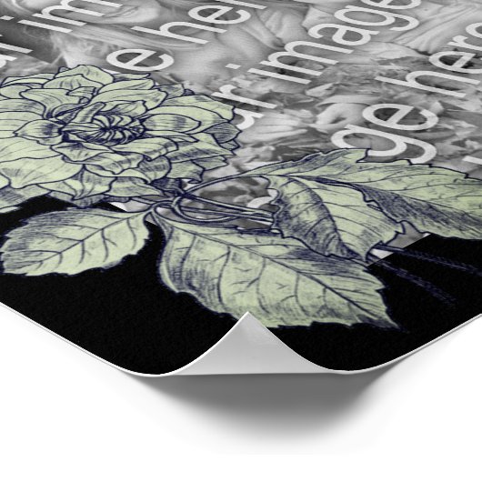 銀牡丹の花パーソナライズされたあなたの写真を追加 ポスター (角)