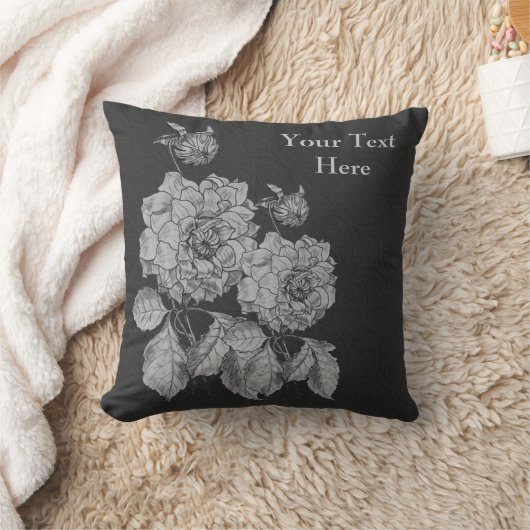 銀牡丹パーソナライズされた花 クッション (ブランケット)
