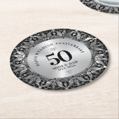 銀王室の装飾骨組結婚年祭 ラウンドペーパーコースター (アングル)