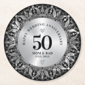 銀王室の装飾骨組結婚年祭 ラウンドペーパーコースター (正面)