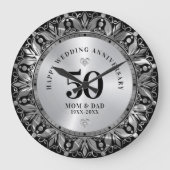 銀王室の装飾骨組結婚年祭 ラージ壁時計 (正面)