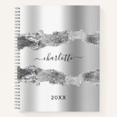 銀瑪瑙の大理石名文字エレガント ノートブック (正面)