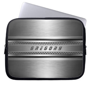 銀男らしグフェイクレーストライプデザイン ラップトップスリーブ