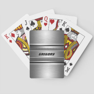 銀男らしフェイクデザインストライプモノグラム トランプ