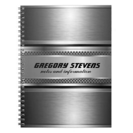 銀男らしフェイクデザインストライプモノグラム ノートブック