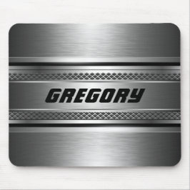 銀男らしフェイクデザインストライプモノグラム マウスパッド