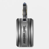 銀男らしフェイクデザインストライプモノグラーム2 ラゲッジタグ (裏面縦)