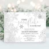 銀男女兼用白スノーフレーク赤ちゃんシャワー 招待状