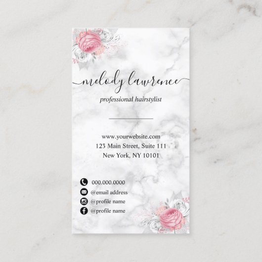 銀白大理石のはさみ 名刺 (裏面)