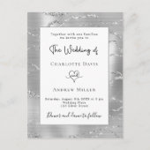 銀白色のエレガントな結婚式 インビテーションポストカード (正面)