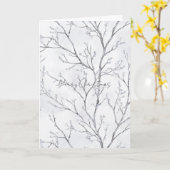 銀白色のクリスマス冬の木 カード (黄色い花)