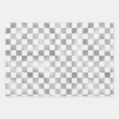 銀白色のメタリックスクエアパターン背景 ラッピングペーパーシート (正面3)