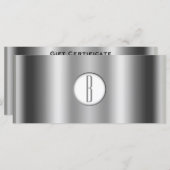 銀白色の光沢のあるグラムモノグラムのギフト証明書 (正面/裏面)