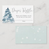 銀白色の冬の木の雪おむつラッフルカード エンクロージャーカード (正面/裏面)