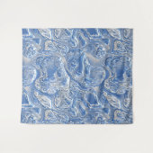 銀白色の明るい青の大理石パターン タペストリー (正面(横))