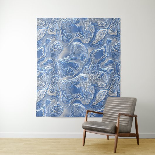 銀白色の明るい青の大理石パターン タペストリー (インサイチュ)
