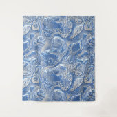 銀白色の明るい青の大理石パターン タペストリー (正面)