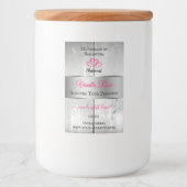 銀白色の木目製品ラベルピンクハート フードラベル (正面)