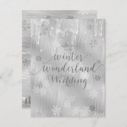 銀白色の氷の雪の結晶 冬の不思議な世界 案内ポストカード (正面/裏面)