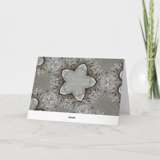 銀白色の灰色の光沢のある星メリークリスマス シーズンカード (裏面)