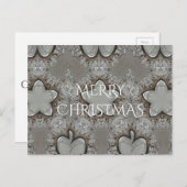 銀白色の灰色の光沢のある星メリークリスマス シーズンポストカード (正面/裏面)