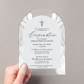 銀白色の瑪瑙の確認モダンエレガント アクリル招待状 (インサイチュ (ポータブル))