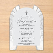 銀白色の瑪瑙の確認モダンエレガント アクリル招待状 (正面)