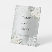 銀白色の花模様がレースのカードギフトサイン 台座サイン (正面)