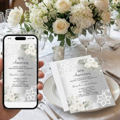 銀白色の花模様の結婚60周年記念 招待状
