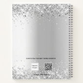 銀白色の花飾りが施された上品なユーカリ ノートブック (裏面)