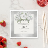 銀白色の花 25周年記念結婚式 スタンダードランチョンナプキン (インサイチュ)