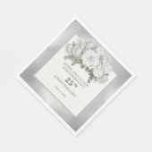 銀白色の花 25周年記念結婚式 スタンダードランチョンナプキン (角)