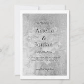 銀白色エレガントさくらんぼ咲きフローラ結婚ズ 招待状 (正面)