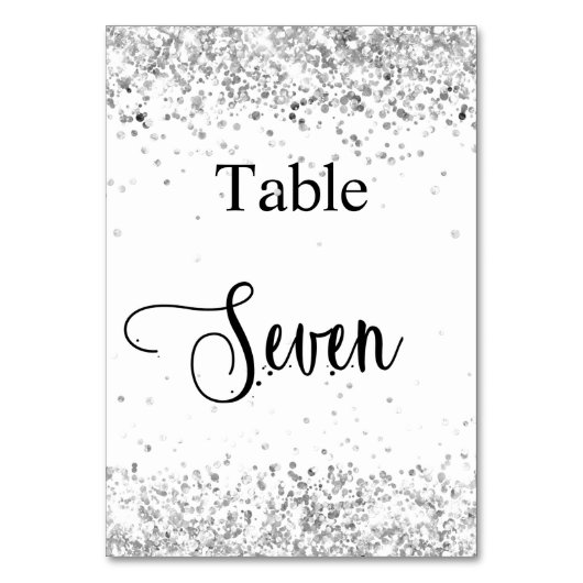 銀白色グリッター書道表7 7 テーブルナンバー (正面)