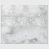 銀白色グレー大理石ブラシスパーク ラッピングペーパー (フラット)