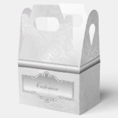 銀白色パーソナライズされたダマスク切妻用箱 フェイバーボックス (オープン)