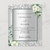 銀白色フローラユーカリ結婚式招待状 (正面)
