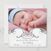 銀白色ベビーガール写真誕生のお知らせ 案内状 (正面)