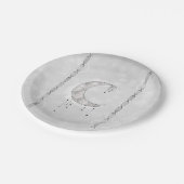 銀白色三日月星のエンゲージメントパーティー ペーパープレート (アングル)