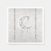 銀白色三日月星空エンゲージメントパーティー スタンダードカクテルナプキン (正面)