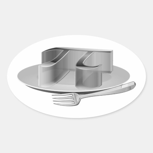 銀皿の上のパイ 楕円形シール (正面)