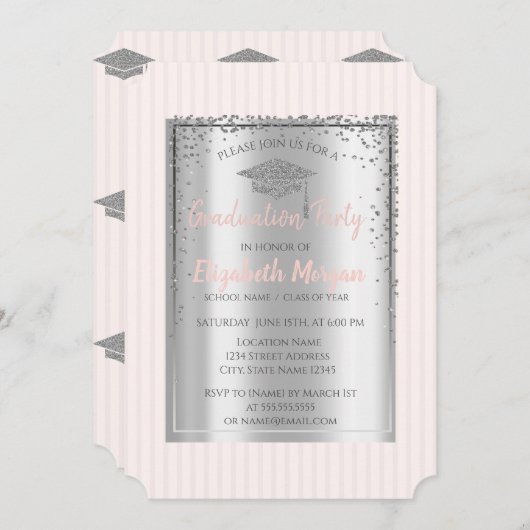 銀目盛りキャップストライプの目盛 招待状 (正面/裏面)